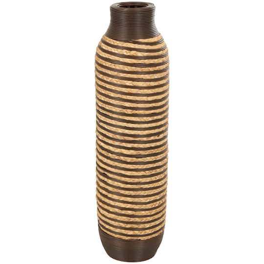32" Brown Seagrass Handmade Vase